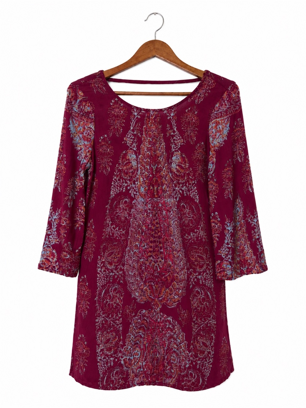 Billabong Maroon Paisley Long Sleeve Tunic Dress